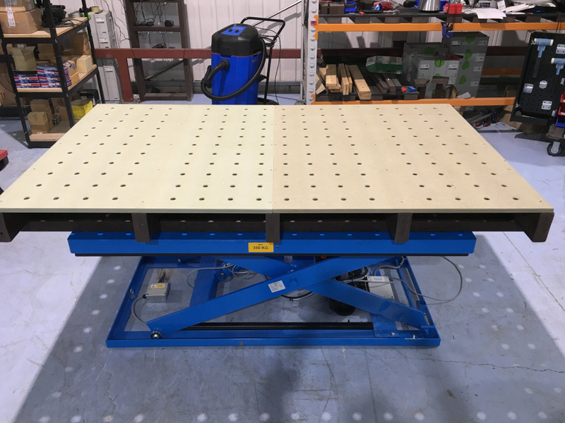 Adjustable height work station with jig