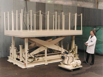 Lift Table to raise fork truck in nuclear industry