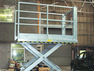 Hot dip galvanised double vertical scissor lift table