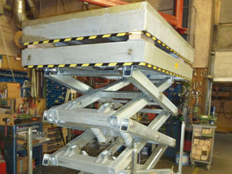 Stainless steel 2 tonnes capacity electro-hydraulic double scissor lift table
