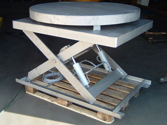 Stainless steel lifting platform with turn table