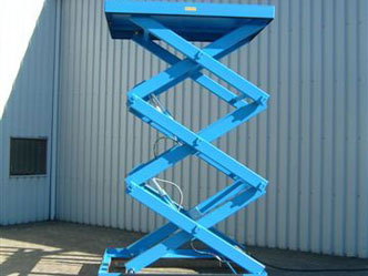 Three stage or triple vertical scissor lift table